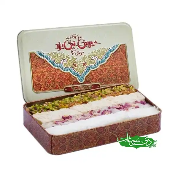 4loz-sonati-500g چهار لوز جعبه فلزی سنتی یزد (500 گرم)