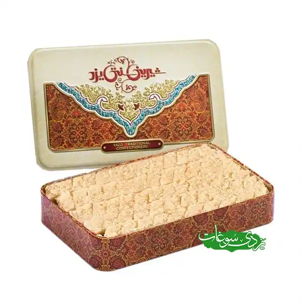 loz-bidmeshk-450g لوز بیدمشک جعبه فلزی سنتی یزد (450 گرم)